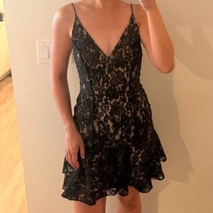 KEEPSAKE the Label Black Lace V-Neck Spaghetti-Strap Mini Dress